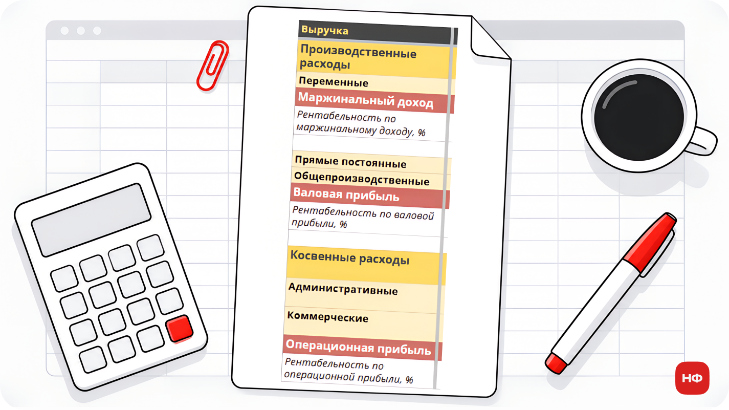 скриншот ОПиУ с административными расходами в блоке косвенных расходов
