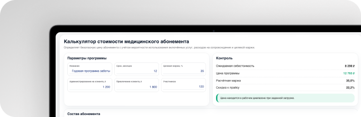 Стоимость медицинского абонемента